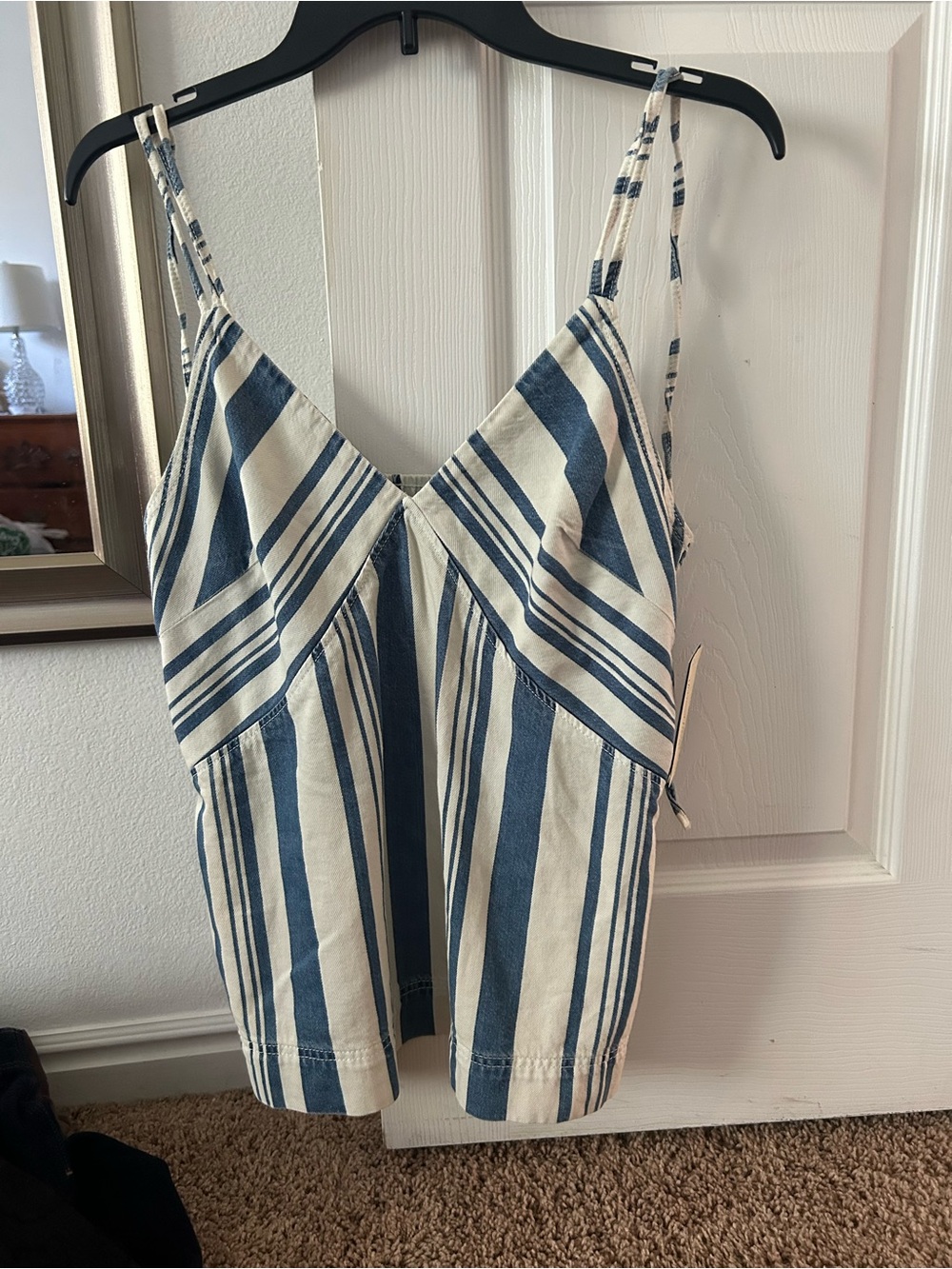 Universal Thread Blue and White Striped V-Neck Camisole